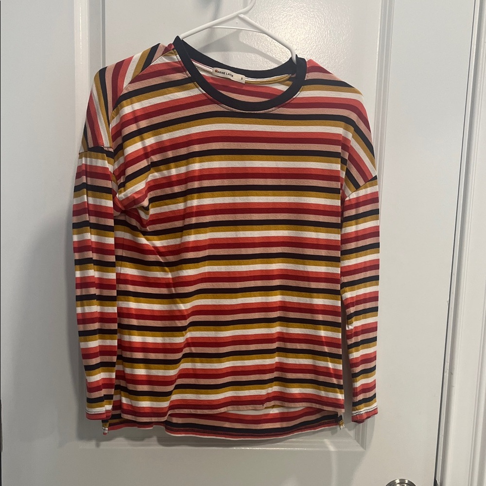 Marine Layer Long Sleeve Striped Tee - Red, Yellow, Black